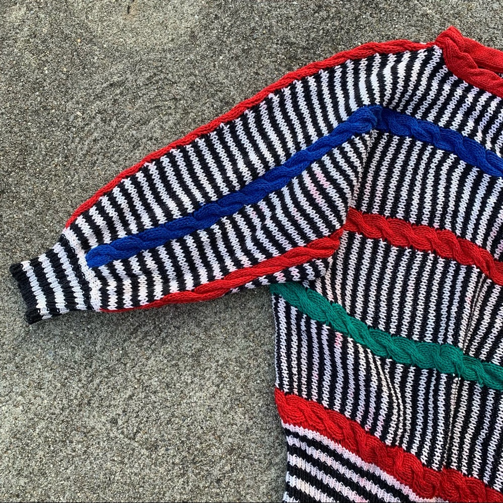DONATED Vintage Striped Primary Colors Sweater - Picture 3 of 12